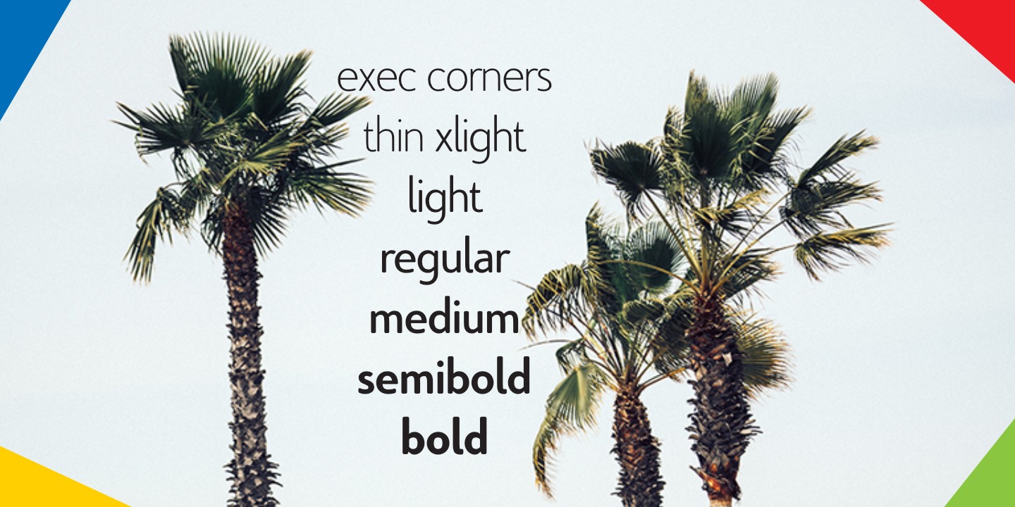 Ejemplo de fuente Exec Corners Light Italic